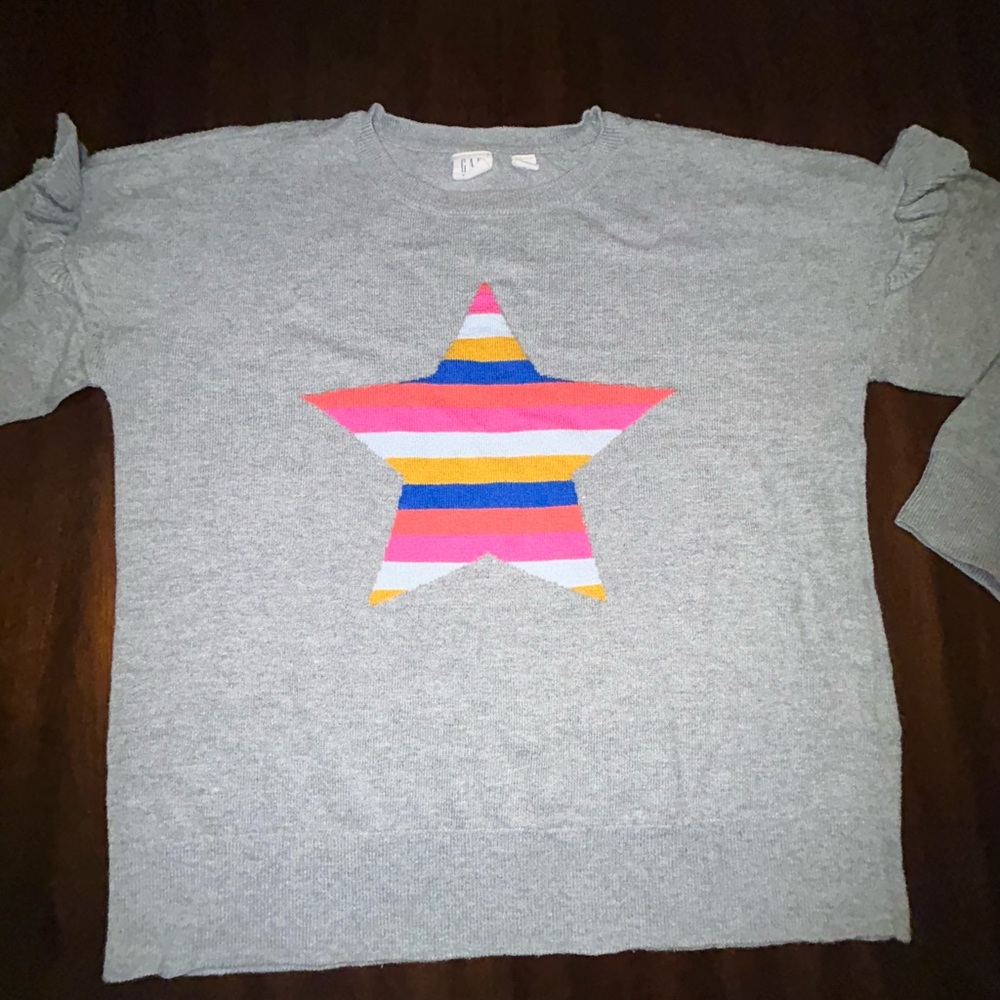 GAP Gray Sweater with Striped Star Design